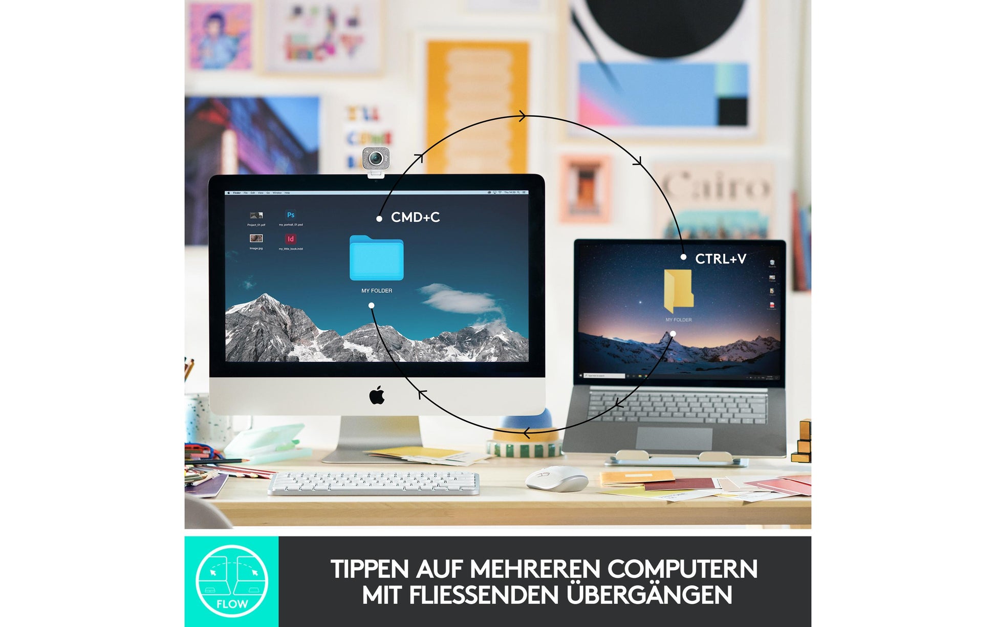 Logitech MX Keys Mini – Tastatur, kabellos (Bluetooth), CH-Layout (DE-CH), beleuchtet, Grau