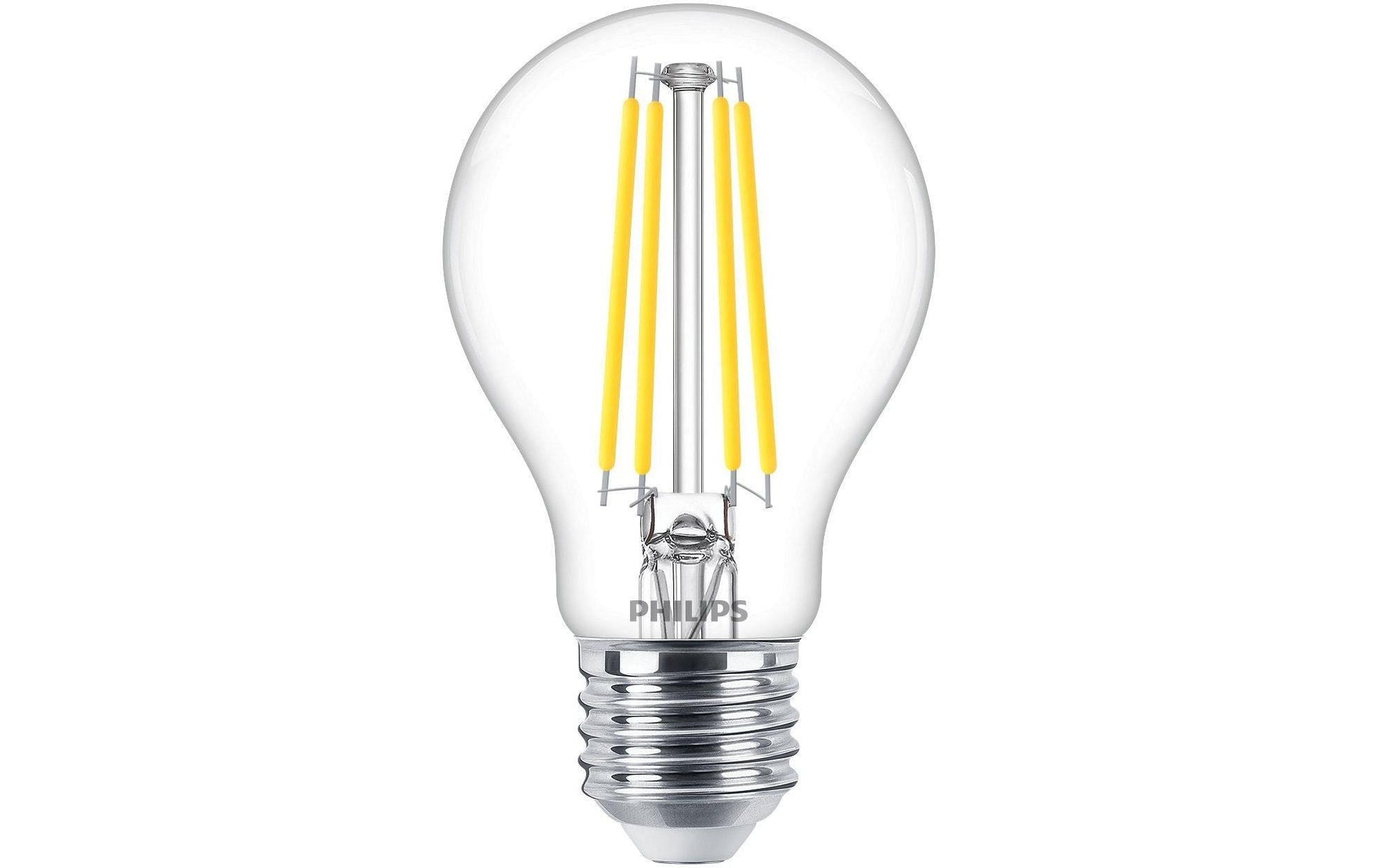 Philips LED-Leuchtmittel E27 A-Form – 806 lm, 5,9 W, Warmweiss 2700 K, dimmbar – IP44 – 1 Stk. – Transparent