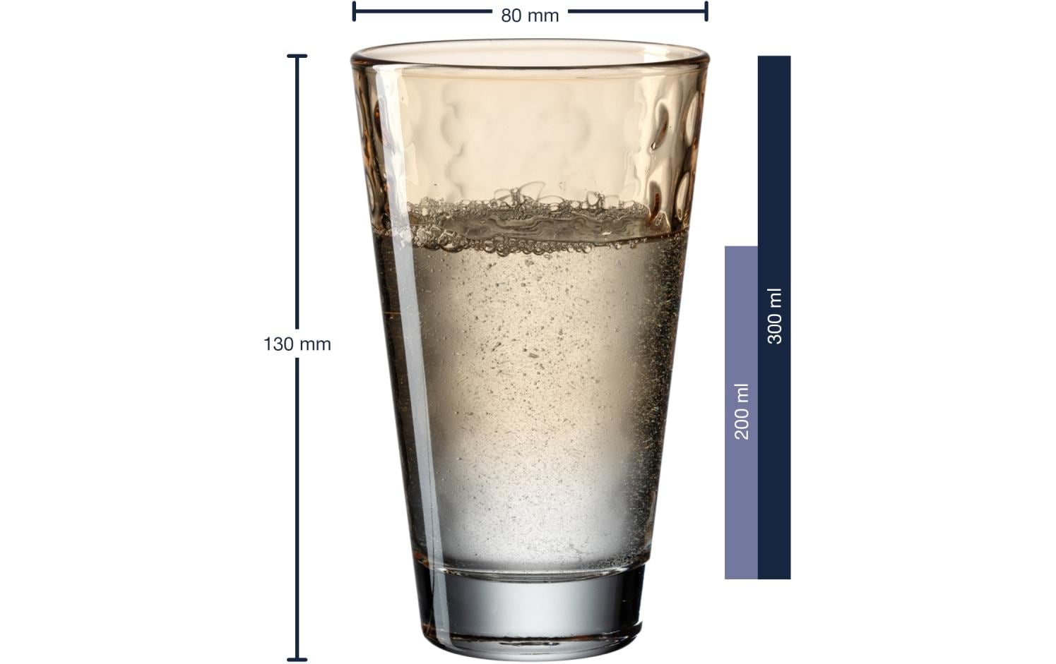 LEONARDO Trinkglas – 6er Set, 300 ml, Ø 8,0 cm, Kalk-Natron-Glas, Orange, spülmaschinenfest
