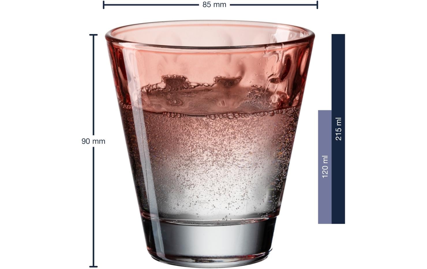 LEONARDO Trinkglas – 6er Set, 215 ml, Ø 8,5 cm, Glas, Koralle, spülmaschinenfest