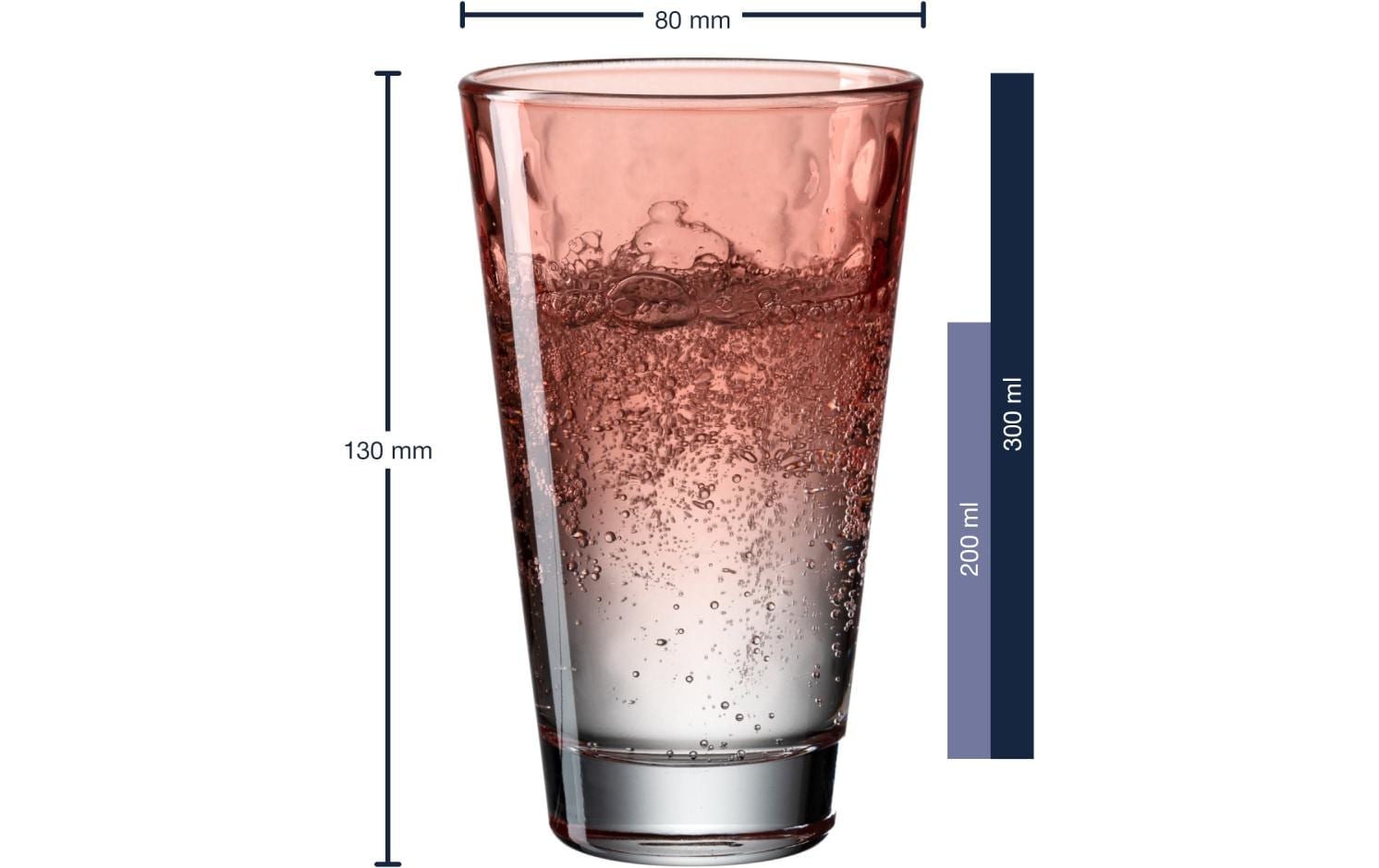 LEONARDO Trinkglas – 6er Set, 300 ml, Ø 8,0 cm, H 13,0 cm, Glas, Koralle, spülmaschinenfest
