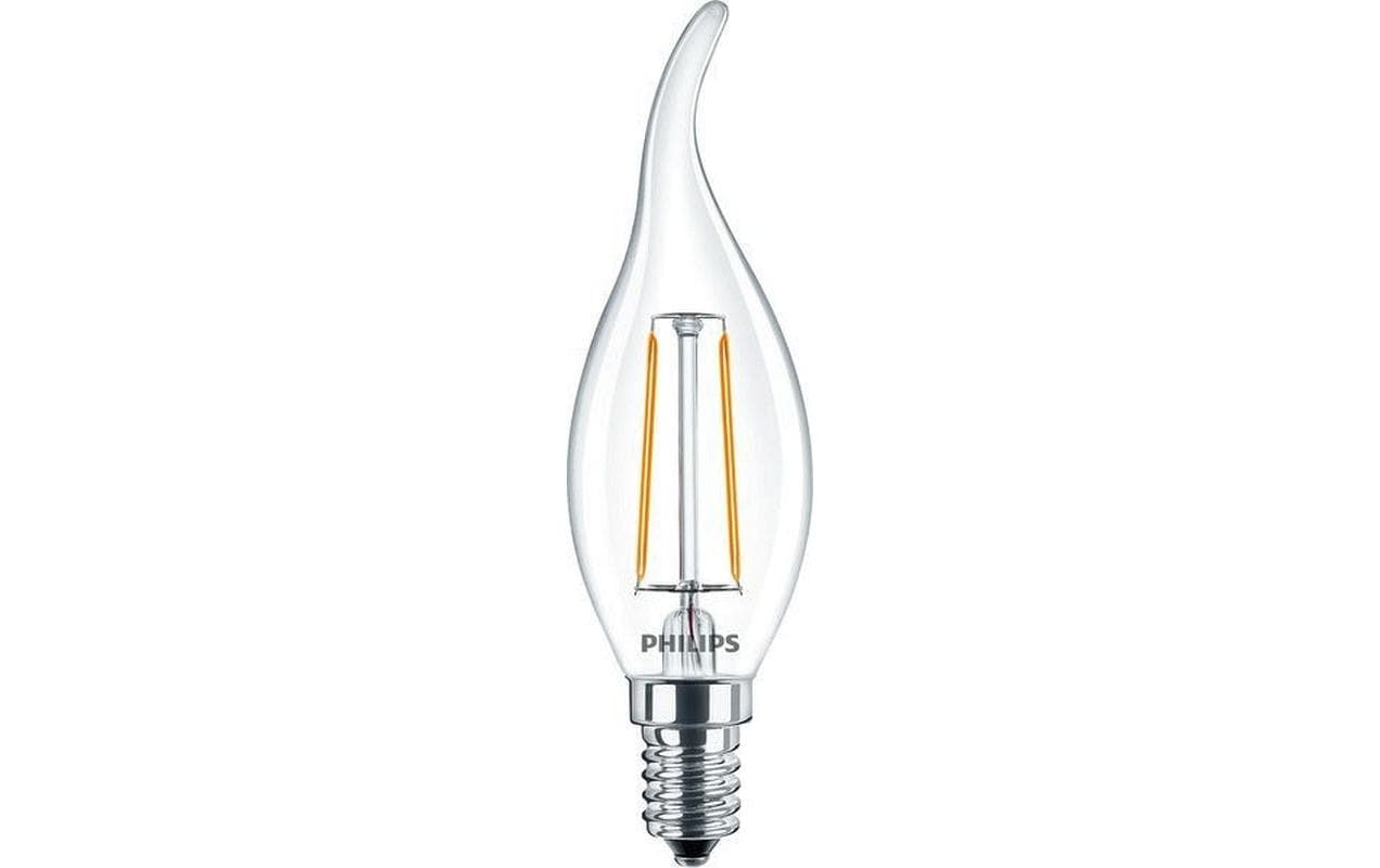 Philips LED-Leuchtmittel E14 (Kerze) – Warmweiss 2700 K, 250 lm, 2 W – IP44 – 1 Stk. – Transparent