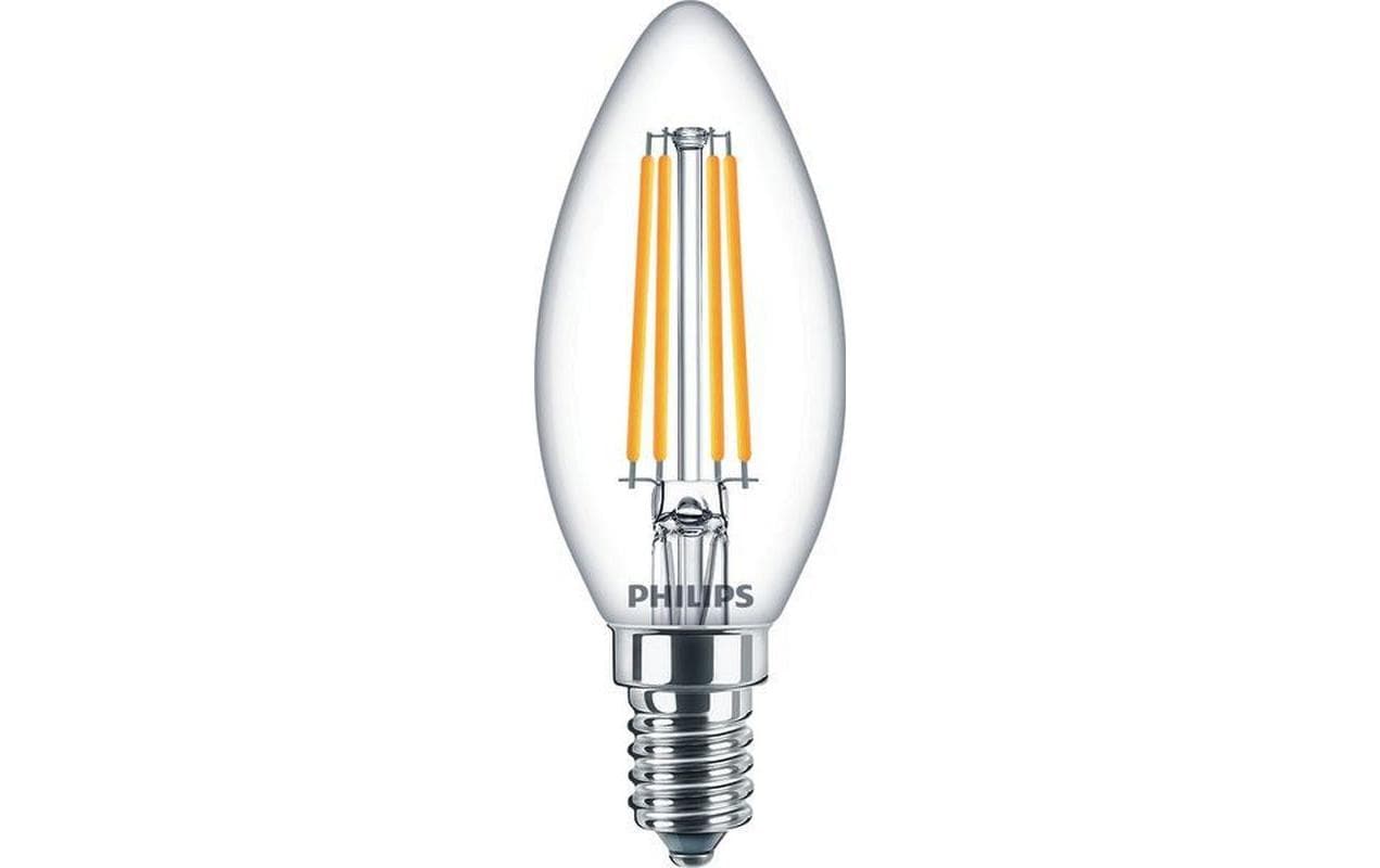 Philips LED-Leuchtmittel E14 Kerze – Warmweiss 2700 K, 806 lm, 6,5 W – IP44 – 1 Stk. – Transparent – CorePro