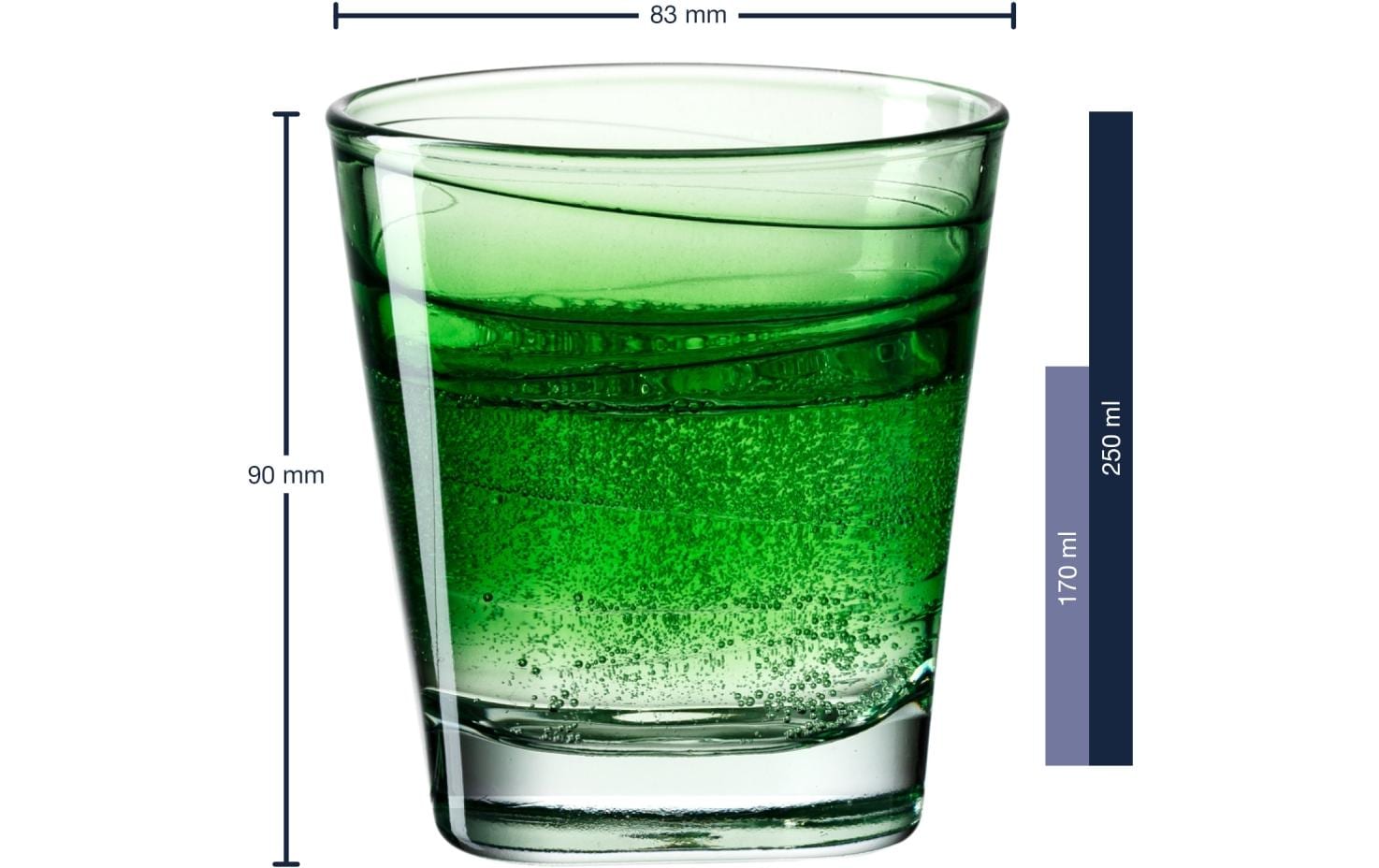 Leonardo Vario Struttura Trinkglas – 0,25 l, Glas, Grün, spülmaschinenfest, 6 Stück