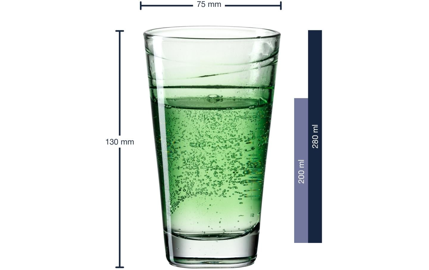 LEONARDO Trinkglas – 6er Set, 280 ml, Ø 7,5 cm, Kalk-Natron-Glas, Grün, spülmaschinenfest