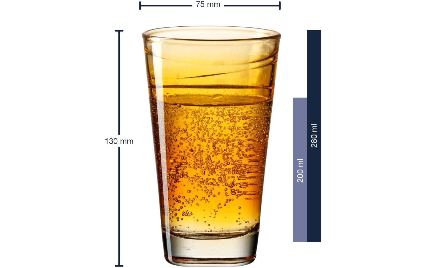 LEONARDO Vario Struttura Trinkglas – 0,28 l, Glas, Orange, spülmaschinenfest, 6 Stück