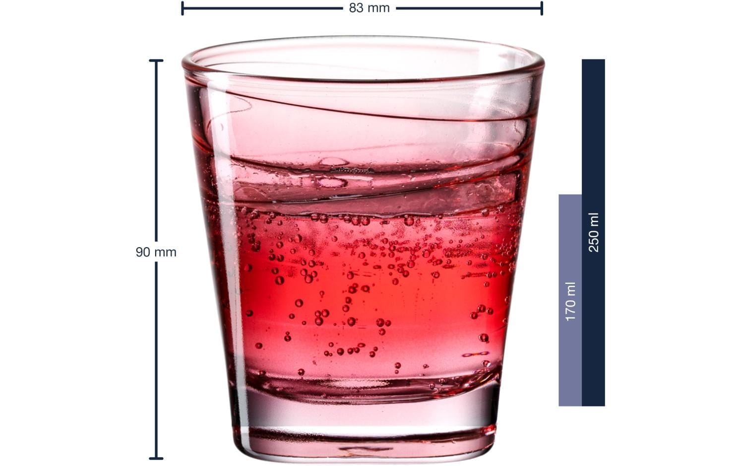 LEONARDO Trinkglas – 6er Set, 250 ml, Ø 8,3 cm, Glas, Rot, spülmaschinenfest, für Wasser und Säfte