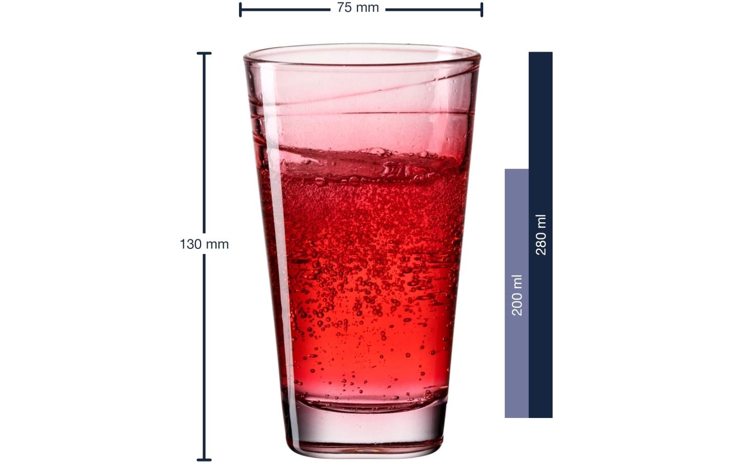 LEONARDO Vario Struttura Trinkglas – 6er Set, 280 ml, Ø 7,5 cm, Kalk-Natron-Glas, Rot, spülmaschinenfest