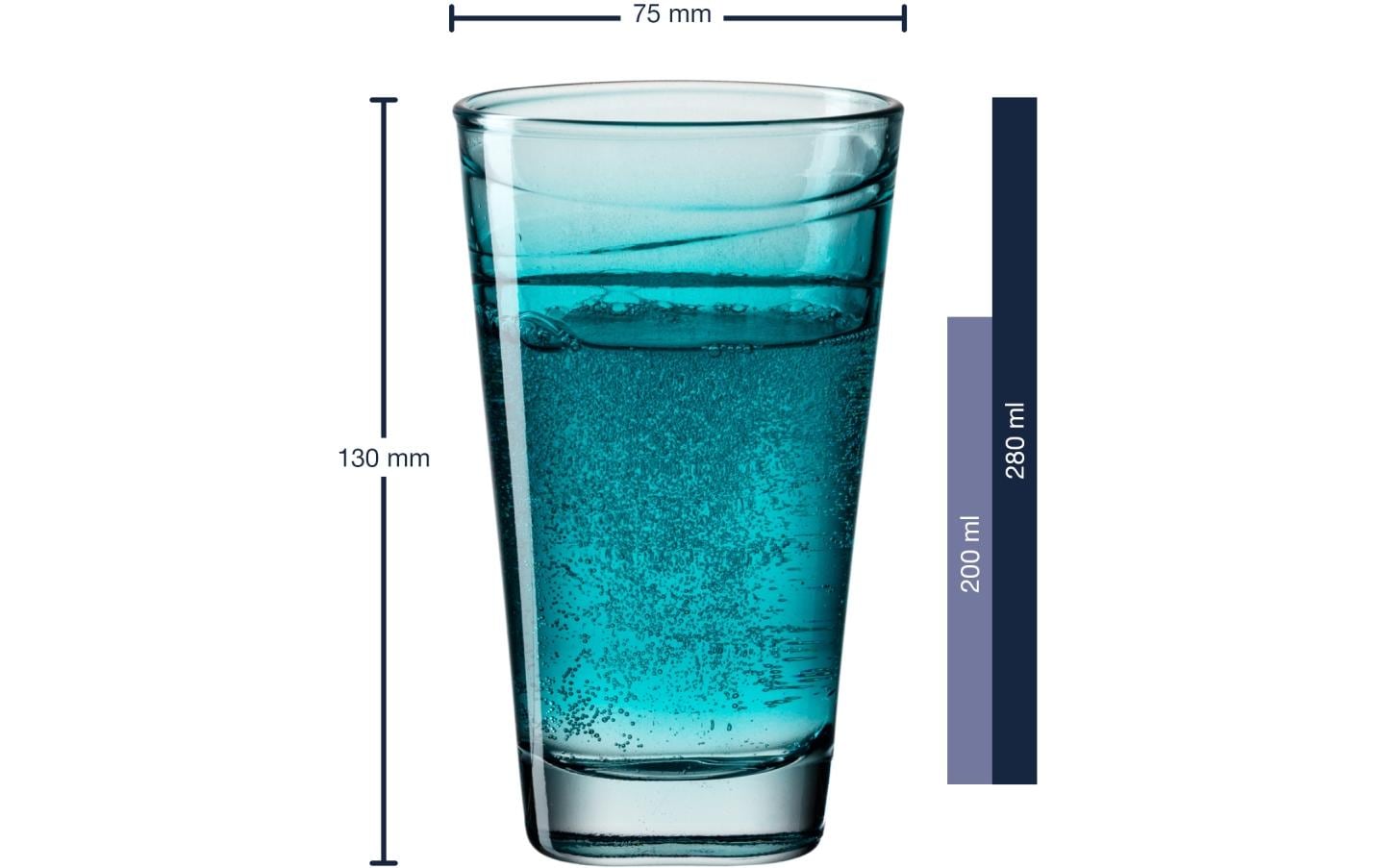 LEONARDO Trinkglas Vario – 6er Set, 280 ml, Ø 7,5 cm, H 13,0 cm, Kalk-Natron-Glas, Türkis, spülmaschinenfest