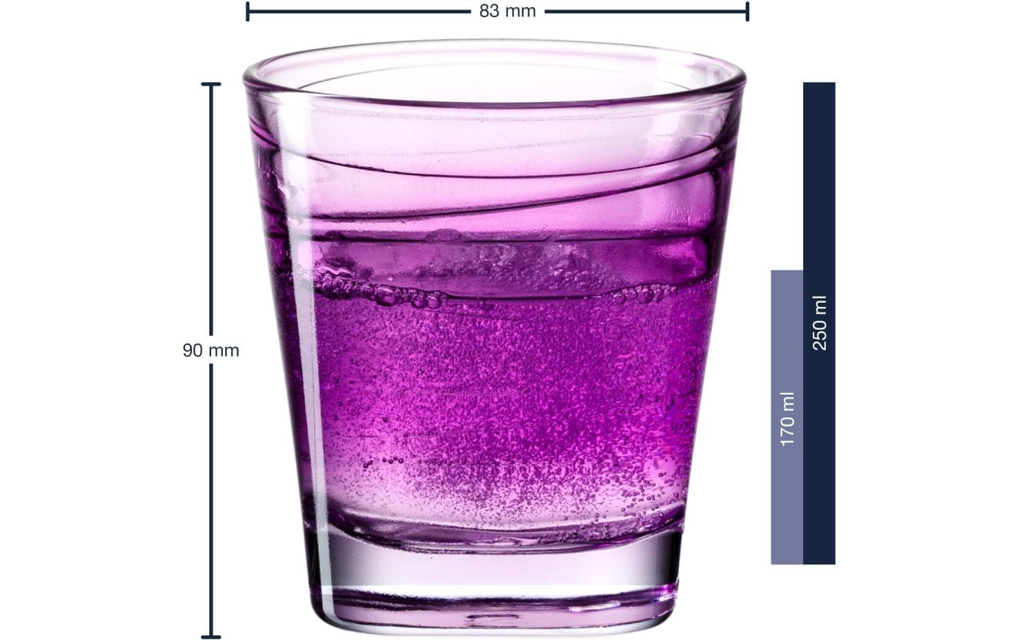 LEONARDO Trinkglas – 0,25 l, Glas, Violett, spülmaschinenfest, eingepresstes Dekor, 6 Stück