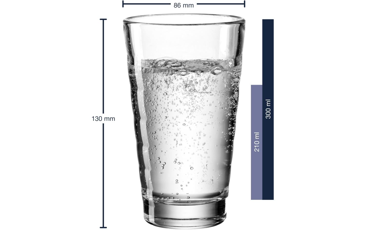 LEONARDO Onda Trinkglas – Glas, transparent, spülmaschinenfest, geriffelt, 12-teilig