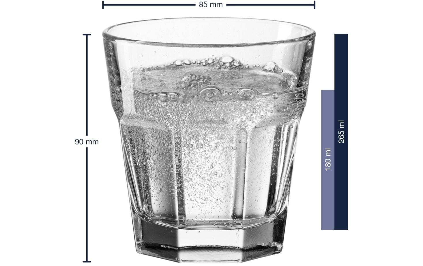 LEONARDO Whiskybecher Rock – 6er Set, 250 ml, Ø 8,5 cm, Kalk-Natron-Glas, Transparent, spülmaschinenfest