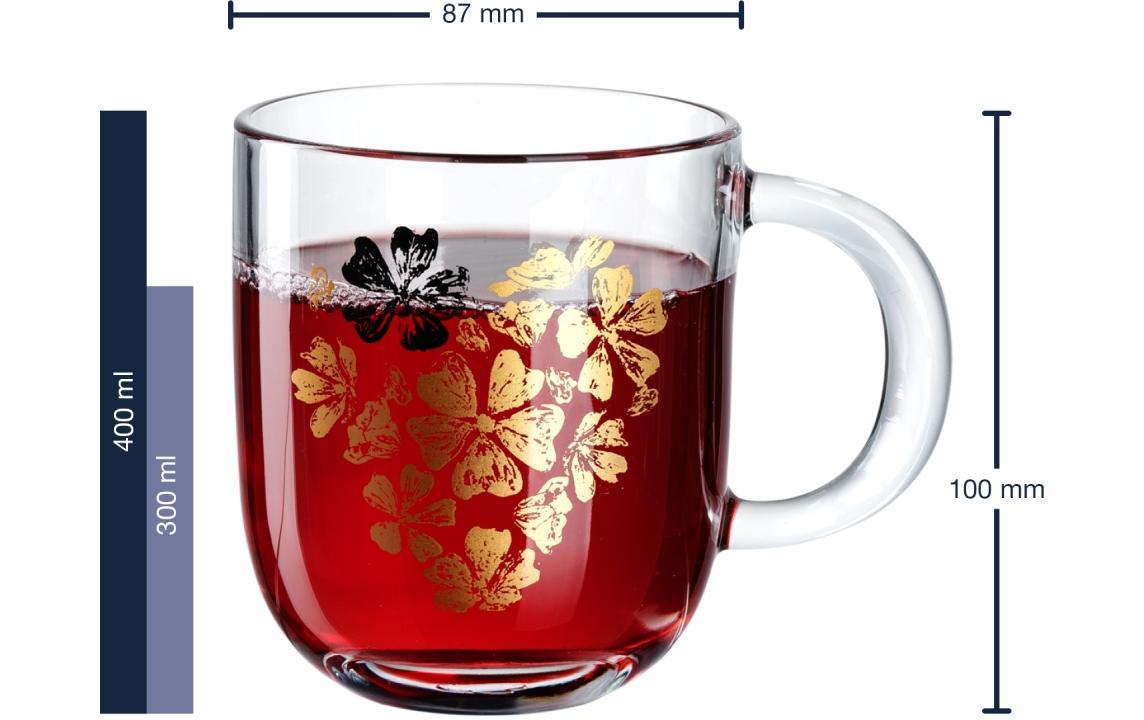 LEONARDO Kaffeetasse – 400 ml, Ø 8,7 cm, H 15,0 cm, Kalk-Natron-Glas, spülmaschinenfest, mikrowellengeeignet