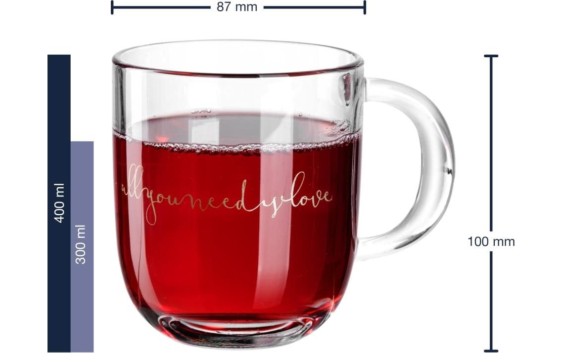 LEONARDO Kaffeetasse Emozione – 400 ml, Ø 8,7 cm, Glas, Transparent, spülmaschinenfest, mikrowellengeeignet