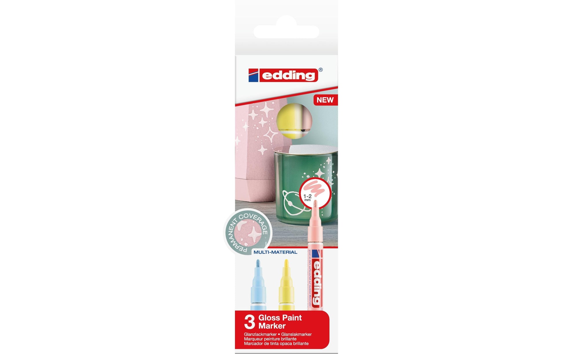 Edding Permanent Marker – blau, pink, gelb, 3er Set