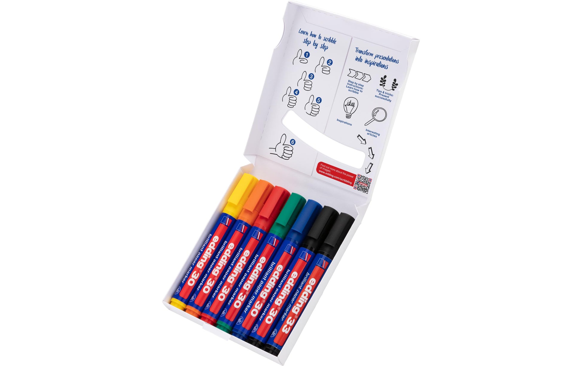 Edding Flipchart-Marker – 6 Farben, 7 Stk., wasserfest, nachfüllbar – für viele Oberflächen