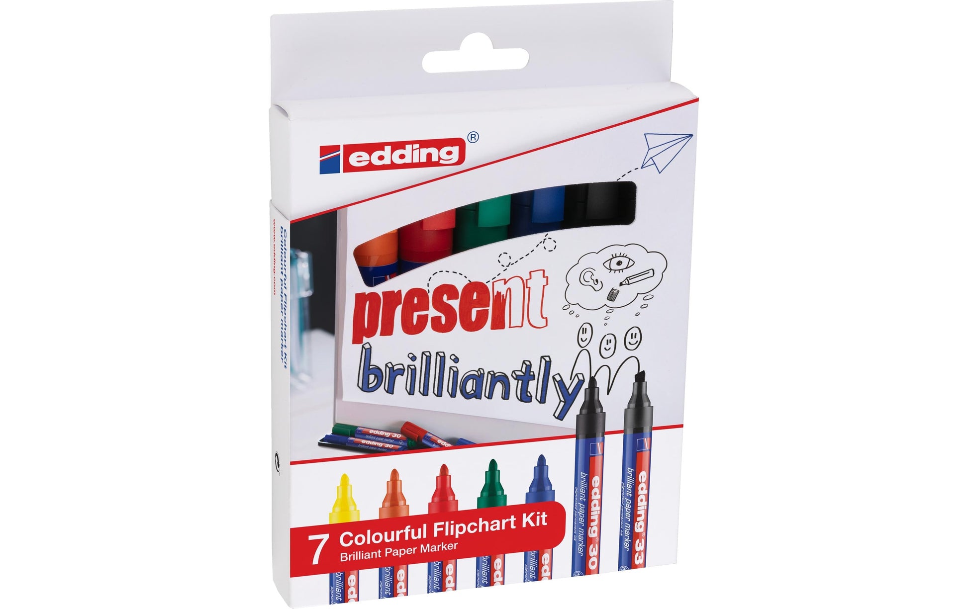 Edding Flipchart-Marker – 6 Farben, 7 Stk., wasserfest, nachfüllbar – für viele Oberflächen