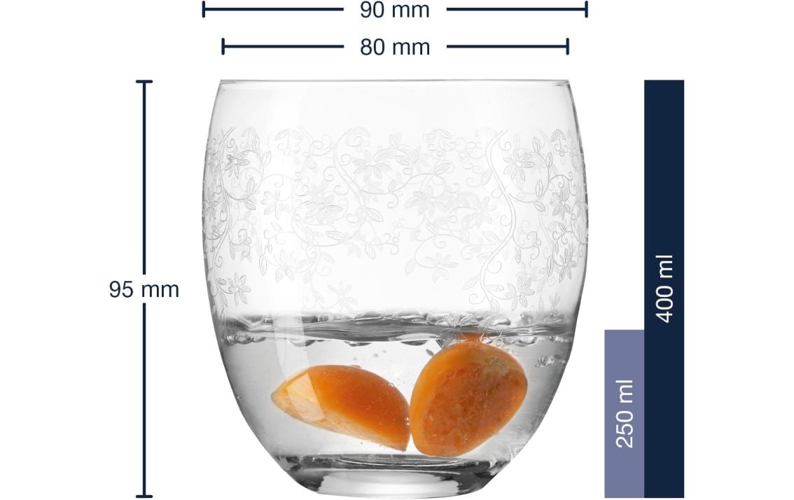 LEONARDO Whiskyglas – 0,40 l, Kristallglas, Transparent, Graviert, Spülmaschinenfest, 6 Stück