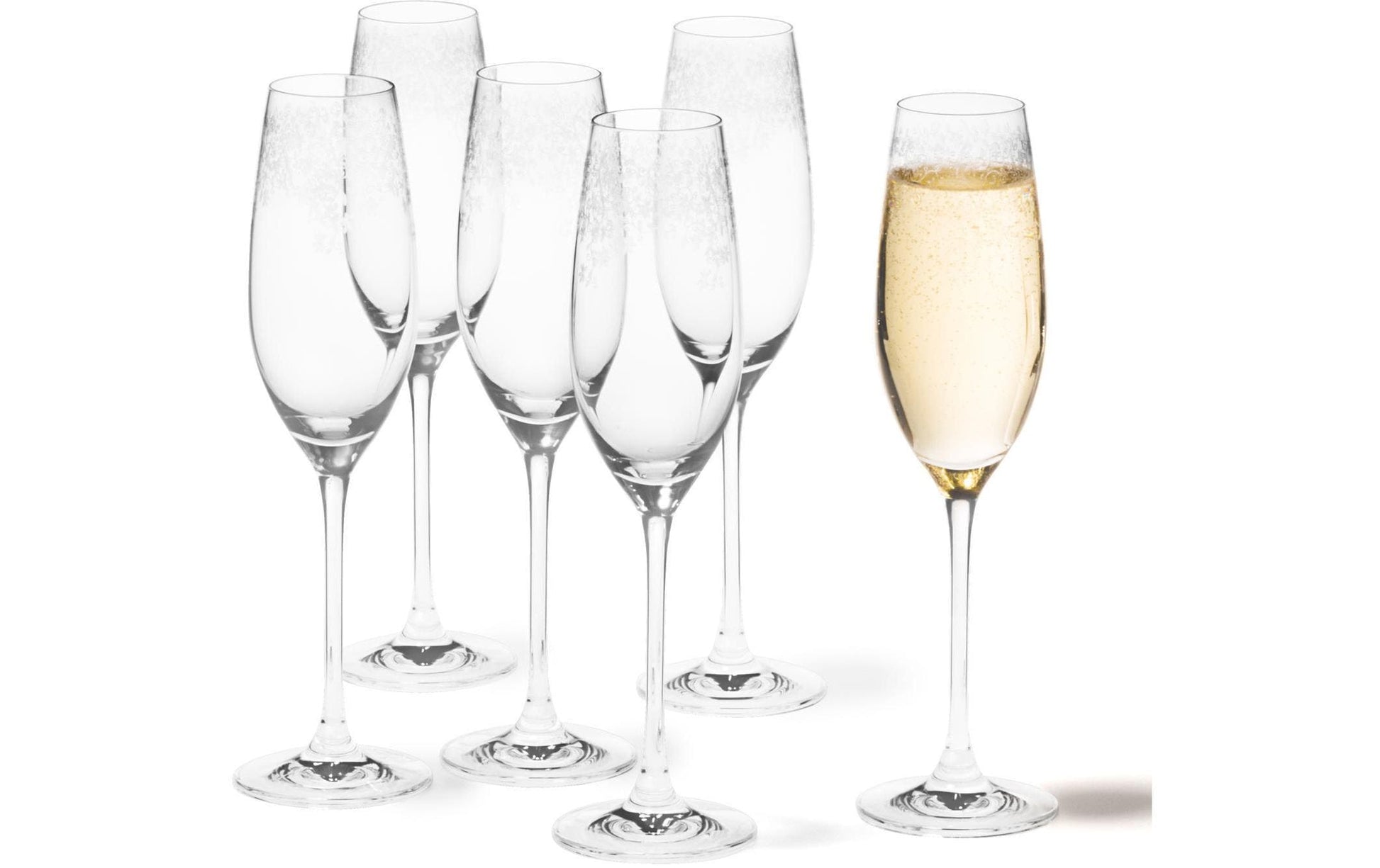 LEONARDO Sektglas – 0,20 l, Kristallglas, Transparent, Spülmaschinenfest, Graviert, 6 Stück
