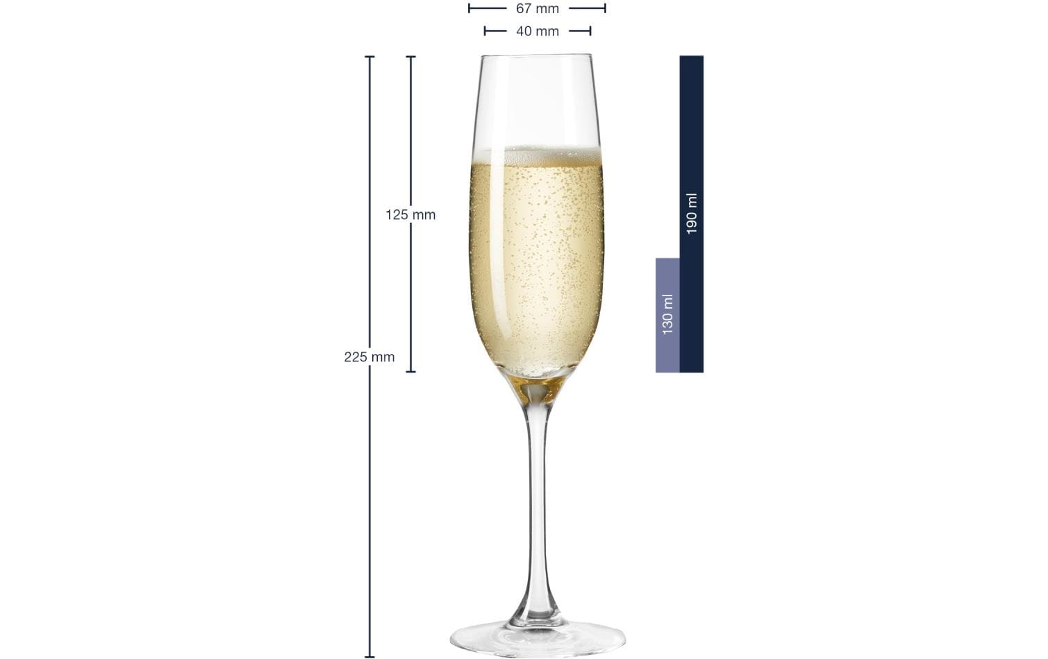 LEONARDO Ciao Sektglas – 0,19 l, Kristallglas, Transparent, spülmaschinenfest, bruchfest, 6 Stück