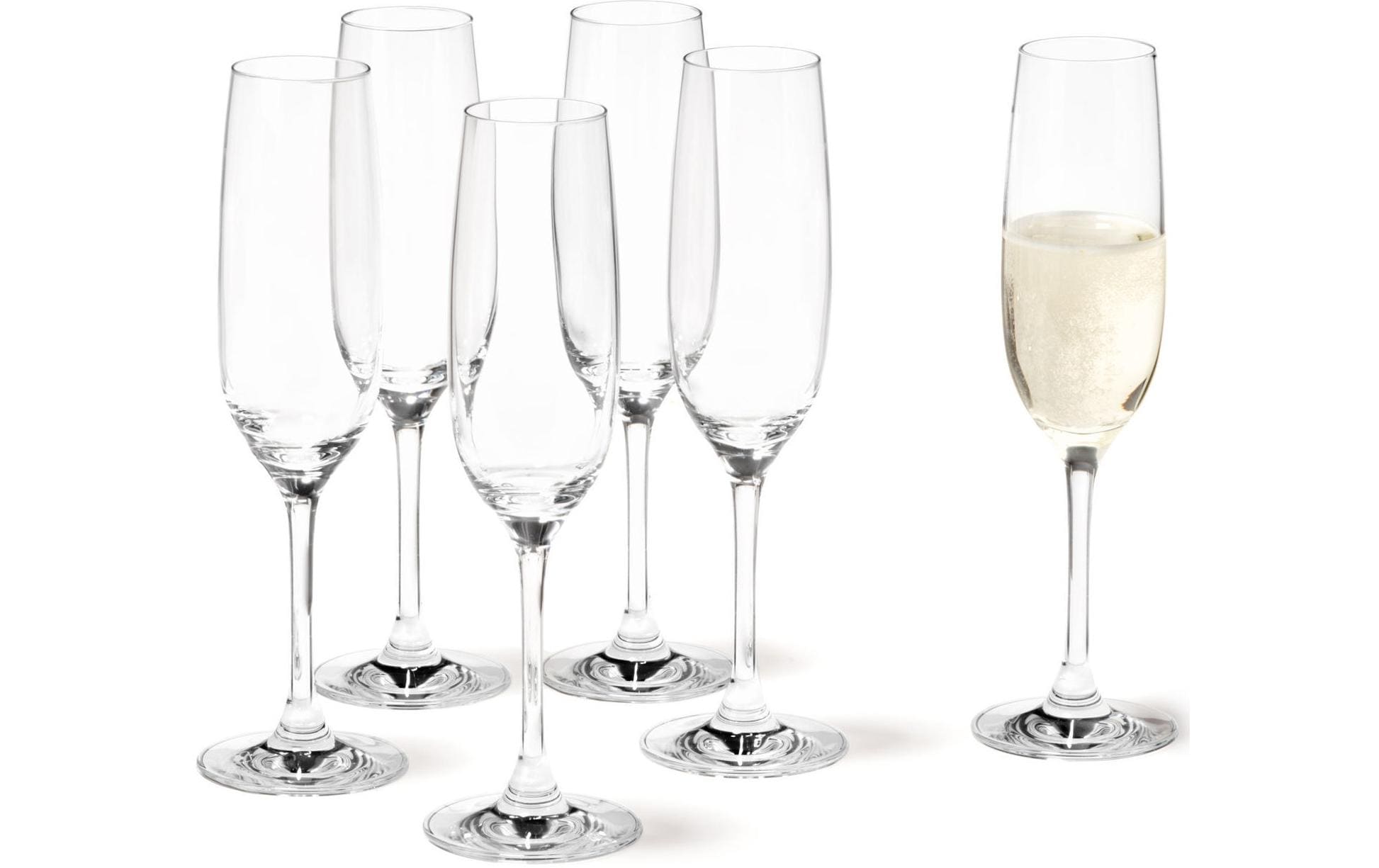 LEONARDO Ciao Sektglas – 0,19 l, Kristallglas, Transparent, spülmaschinenfest, bruchfest, 6 Stück