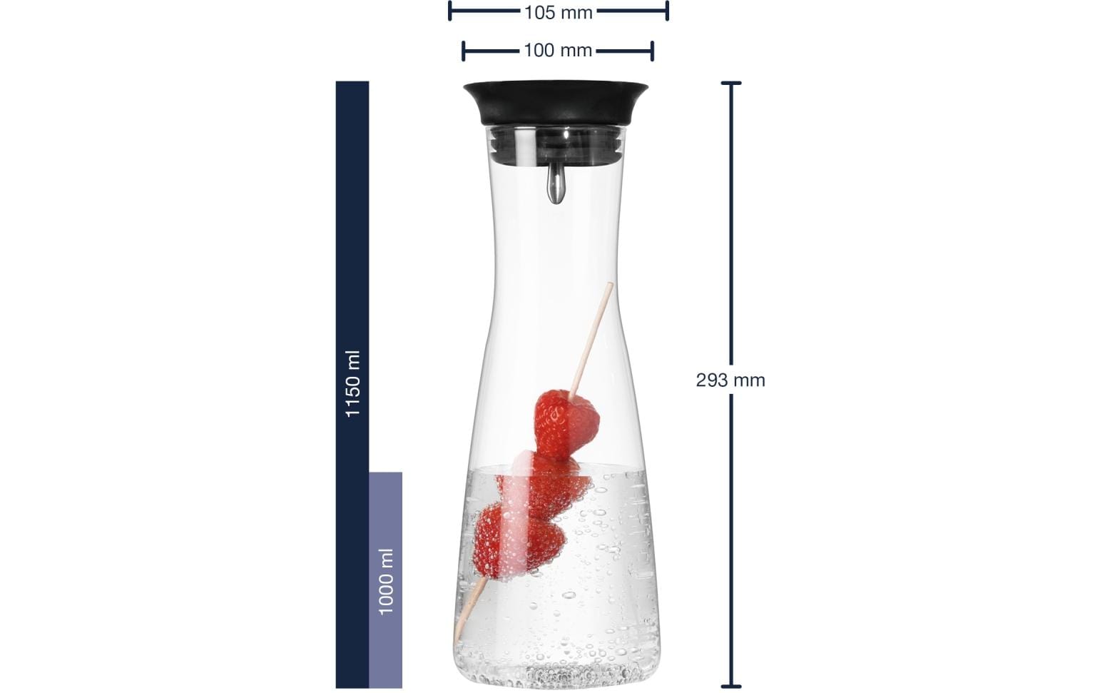 LEONARDO Karaffe Ciao – 1 l, Ø 10 cm, Borosilikatglas, Transparent, mit Deckel, spülmaschinenfest