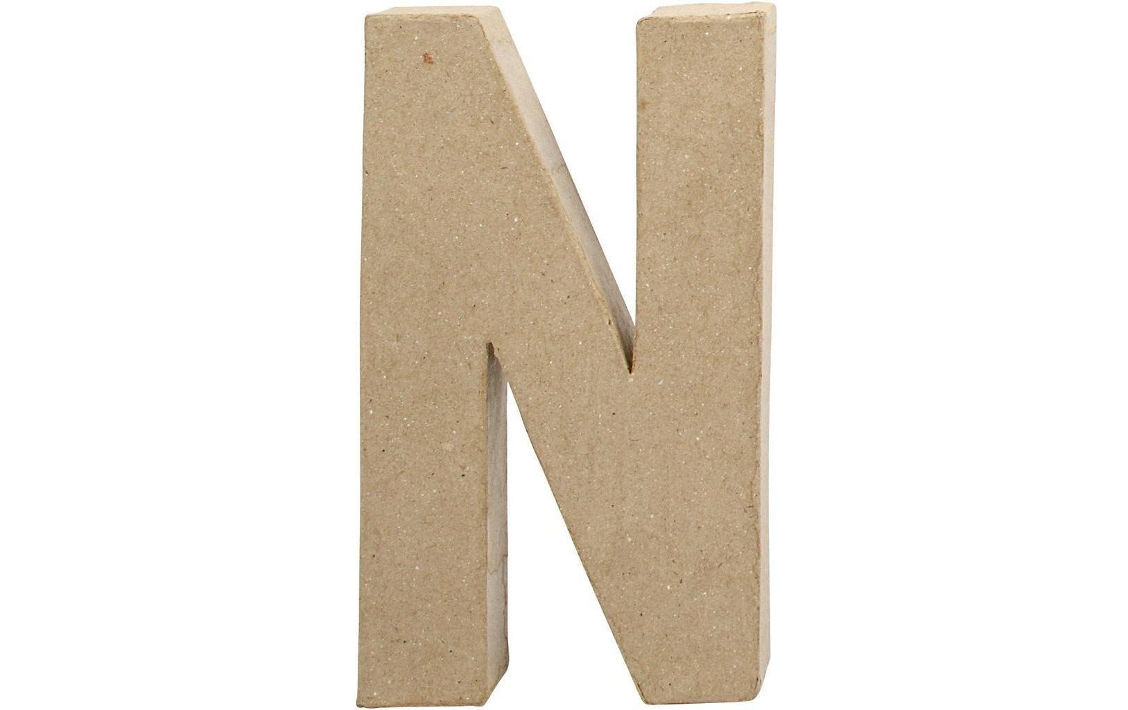 Creativ Company Deko-Buchstabe, Papierzellstoff, Natur, 11,5 × 20,2 × 2,5 cm, 1 Stück, Buchstabe N, 26613