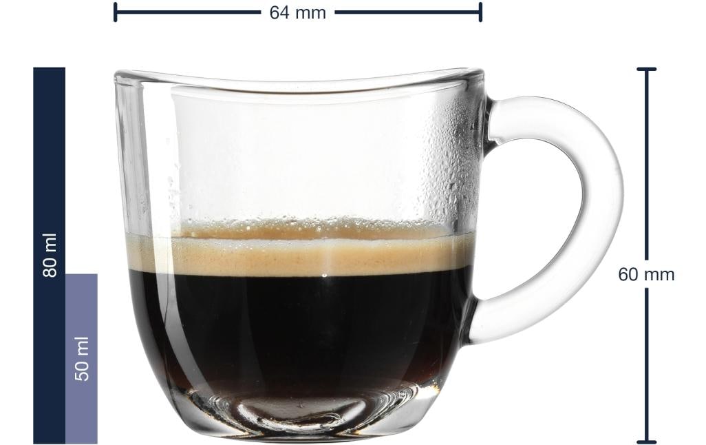 LEONARDO Espressotasse Napoli – 6er Set, 80 ml, Ø 6,0 cm, Kalk-Natron-Glas, Transparent, spülmaschinenfest