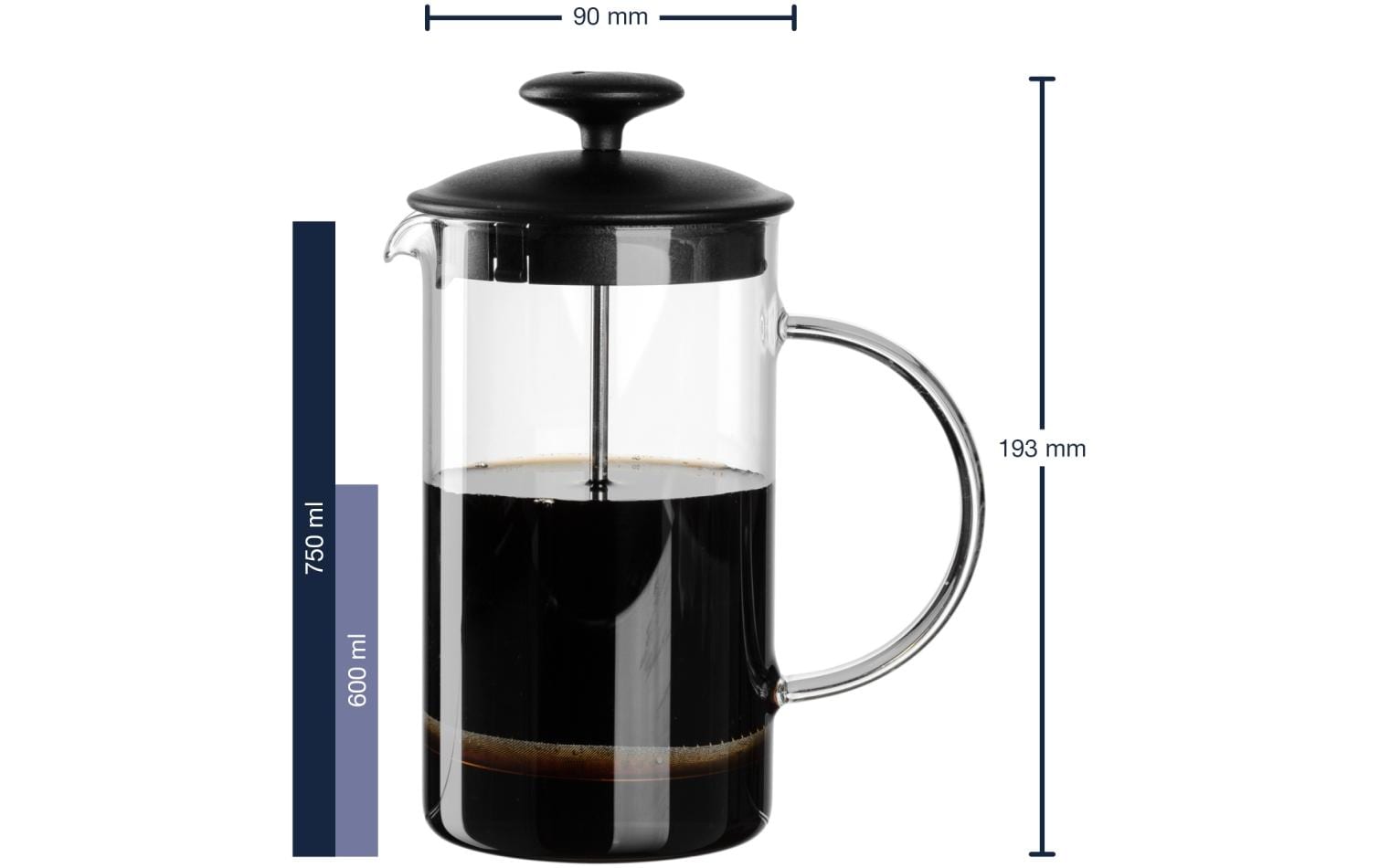 Leonardo 025506 French Press / Kaffeebereiter – 0,6 l, 4 Tassen, Borosilikatglas