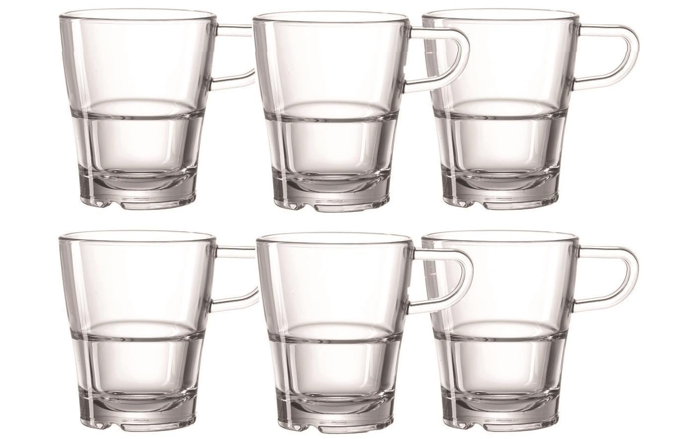 LEONARDO Kaffeetasse – 6er Set, 250 ml, Ø 8,0 cm, Kalk-Natron-Glas, Transparent, spülmaschinenfest
