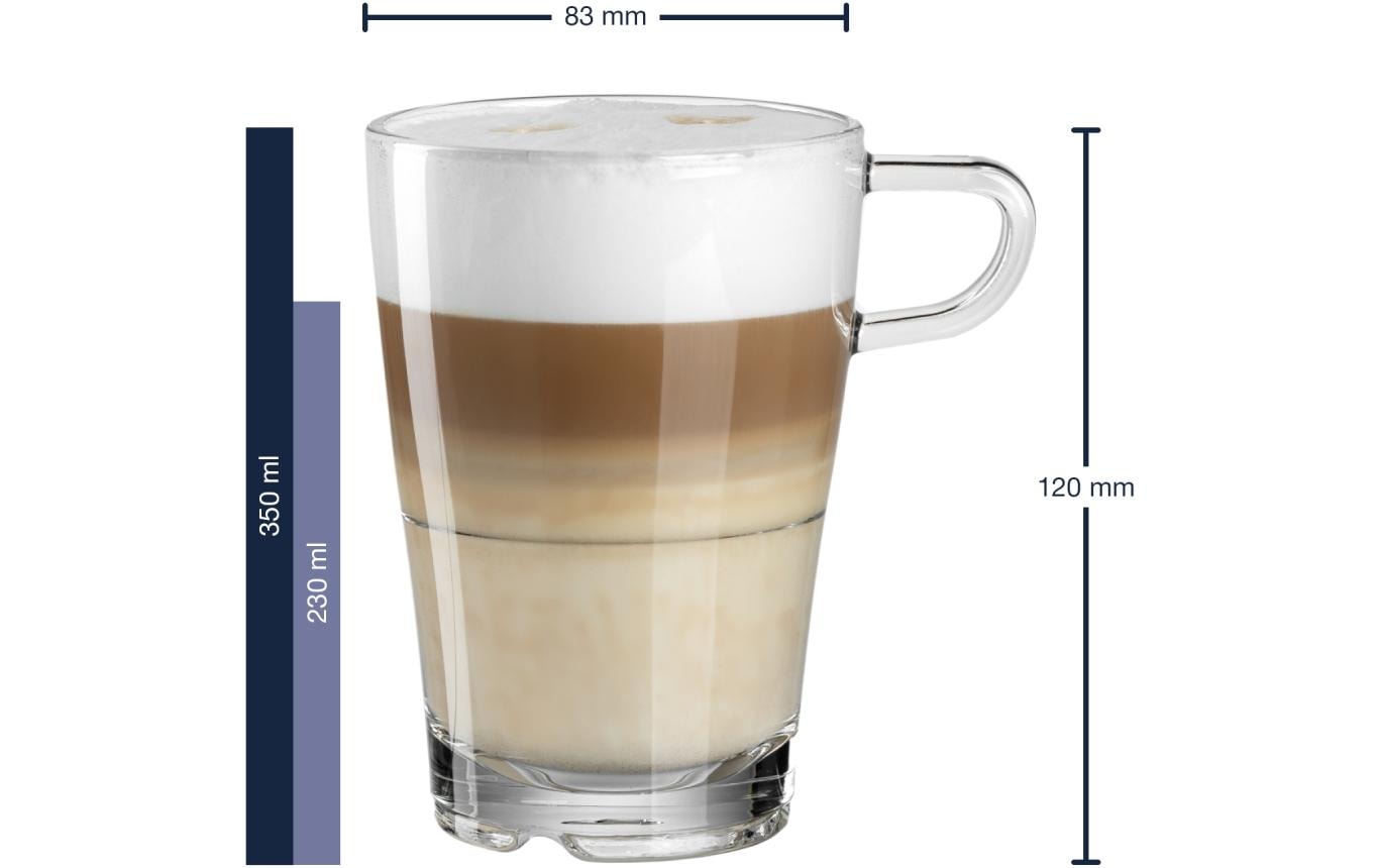 LEONARDO Latte Macchiato Tasse – 0,35 l, Glas, transparent, spülmaschinenfest, mikrowellenfest, Henkel