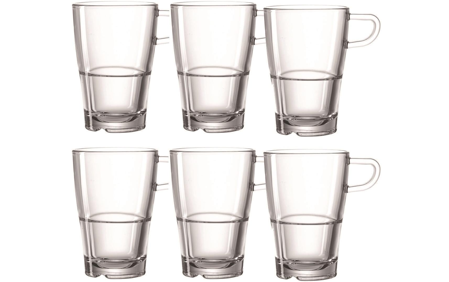 LEONARDO Latte Macchiato Tasse – 0,35 l, Glas, transparent, spülmaschinenfest, mikrowellenfest, Henkel