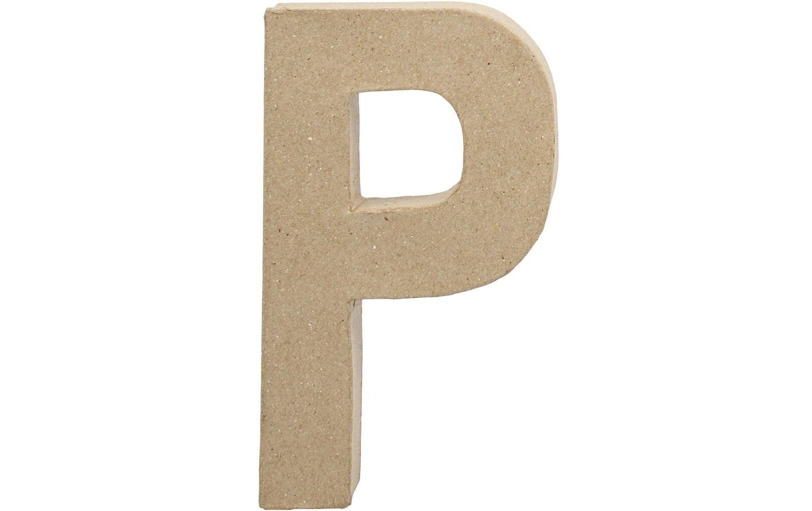 Creativ Company Pappmaché-Rohling, Papierzellstoff, Natur, 11,4 × 20,5 × 2,5 cm, 1 Stk., Buchstabe P