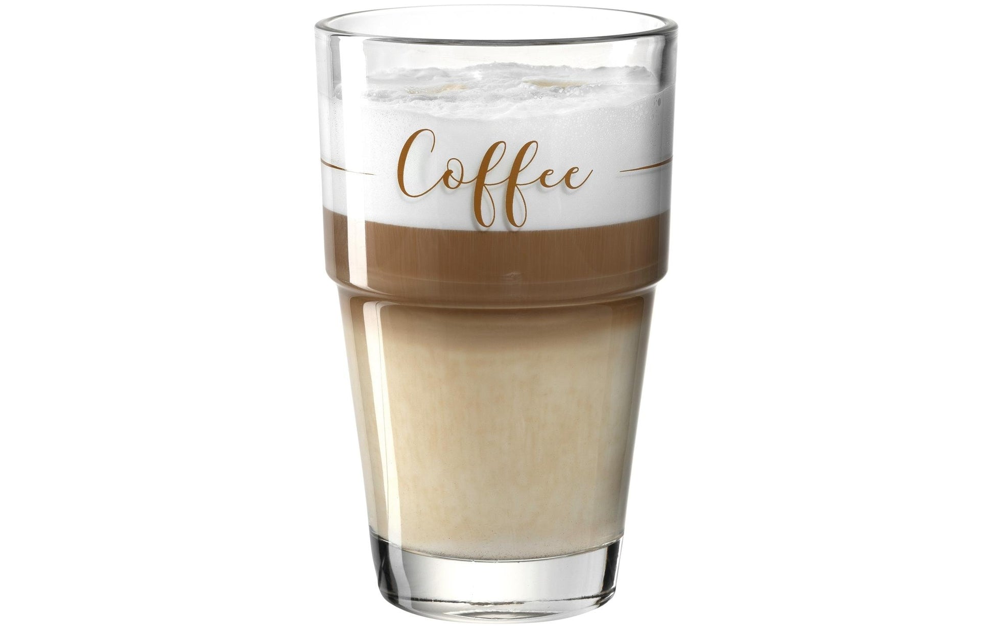 LEONARDO Latte Macchiato Glas – 0,41 l, Kalk-Natron-Glas, Transparent, Spülmaschinenfest, mit Henkel, 6 Stück