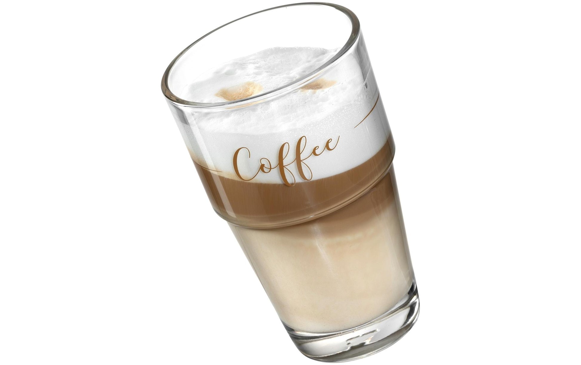 LEONARDO Latte Macchiato Glas – 0,41 l, Kalk-Natron-Glas, Transparent, Spülmaschinenfest, mit Henkel, 6 Stück
