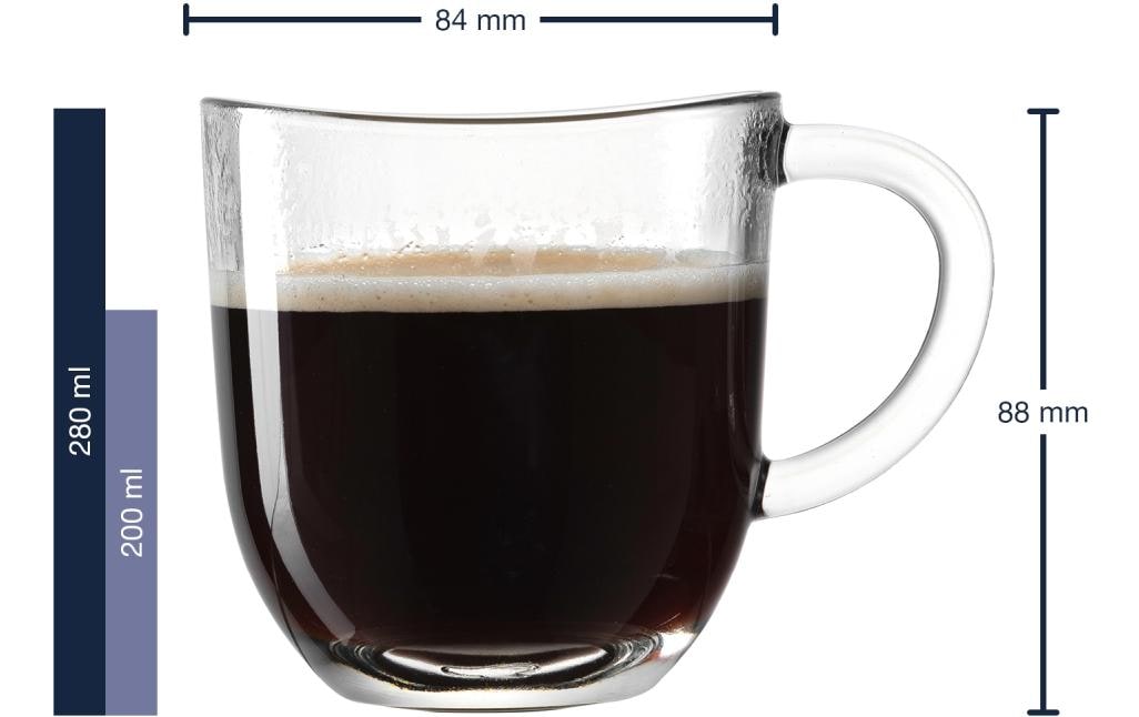LEONARDO Kaffeetasse – 6er Set, 280 ml, Ø 8 cm, H 9 cm, Kalk-Natron-Glas
