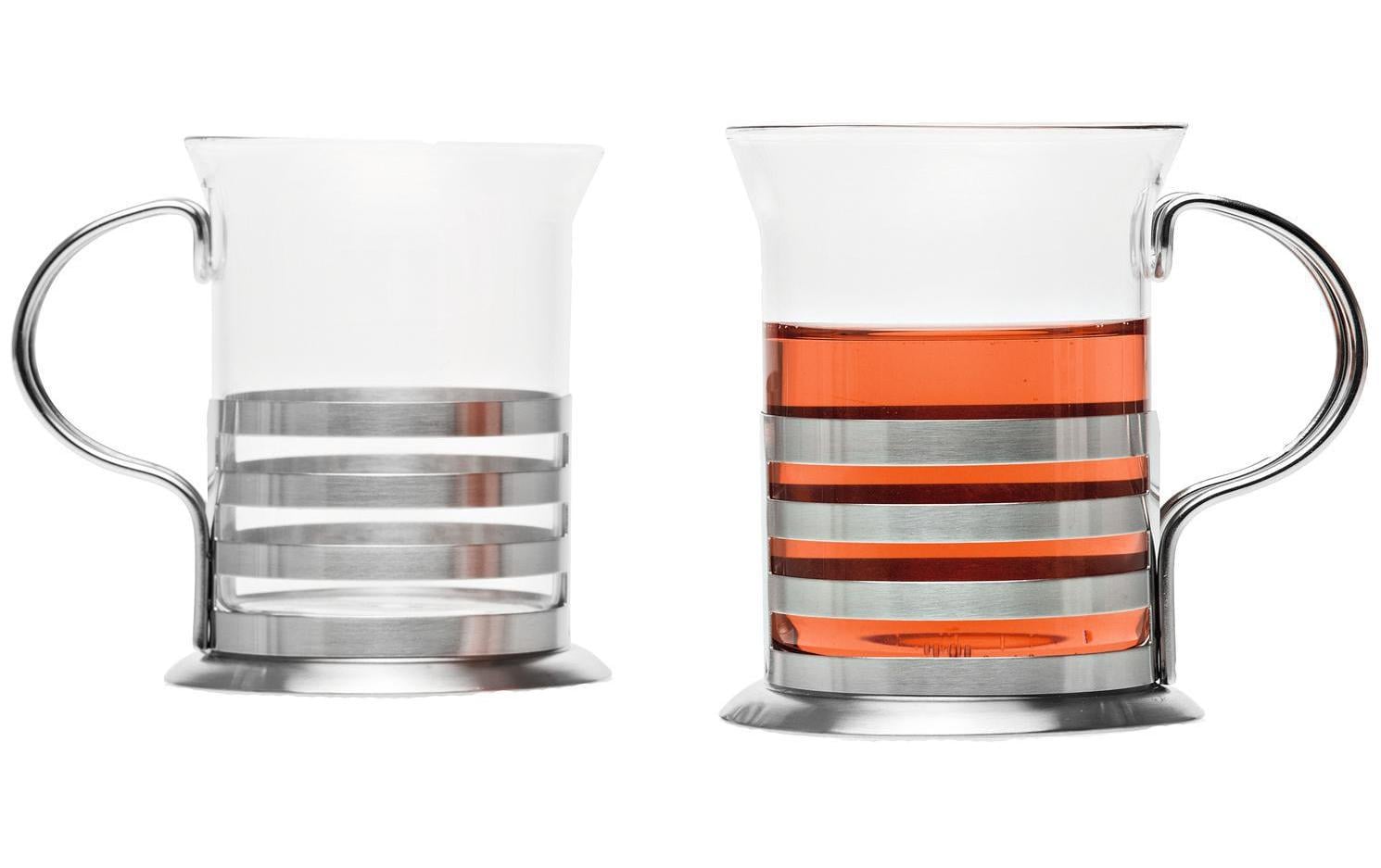 LEONARDO Teeglas Balance – 2er Set, 220 ml, Ø 7 cm, H 10 cm, Glas/Edelstahl, Transparent, spülmaschinenfest