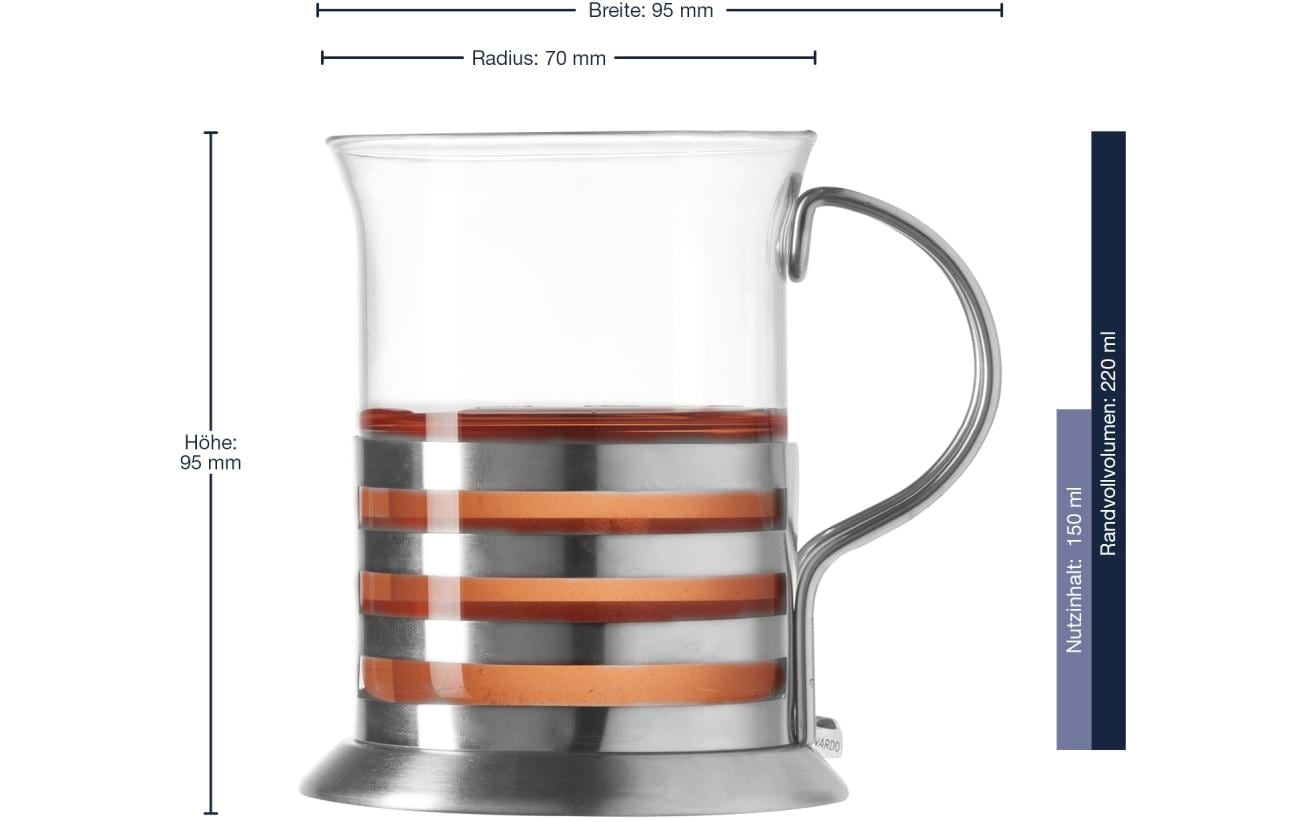 LEONARDO Teeglas Balance – 2er Set, 220 ml, Ø 7 cm, H 10 cm, Glas/Edelstahl, Transparent, spülmaschinenfest