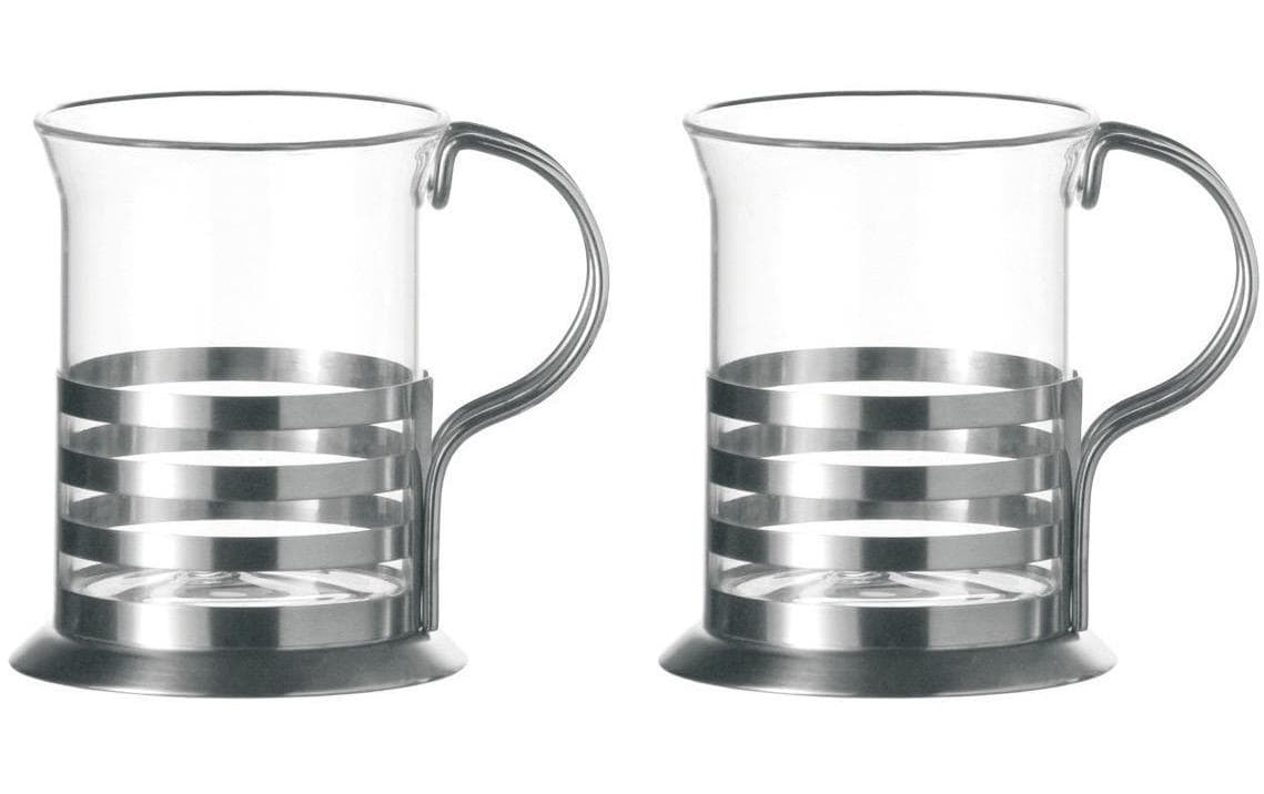 LEONARDO Teeglas Balance – 2er Set, 220 ml, Ø 7 cm, H 10 cm, Glas/Edelstahl, Transparent, spülmaschinenfest