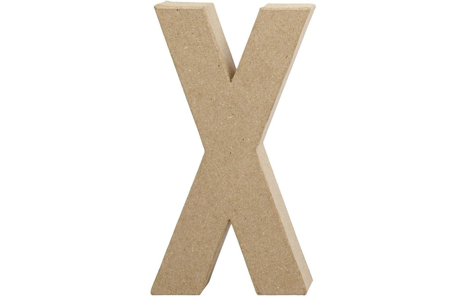 Creativ Company Papp-Buchstabe, Papierzellstoff, Natur, 10,5 × 20,2 × 2,5 cm, 1 Stk., Form X, 26623
