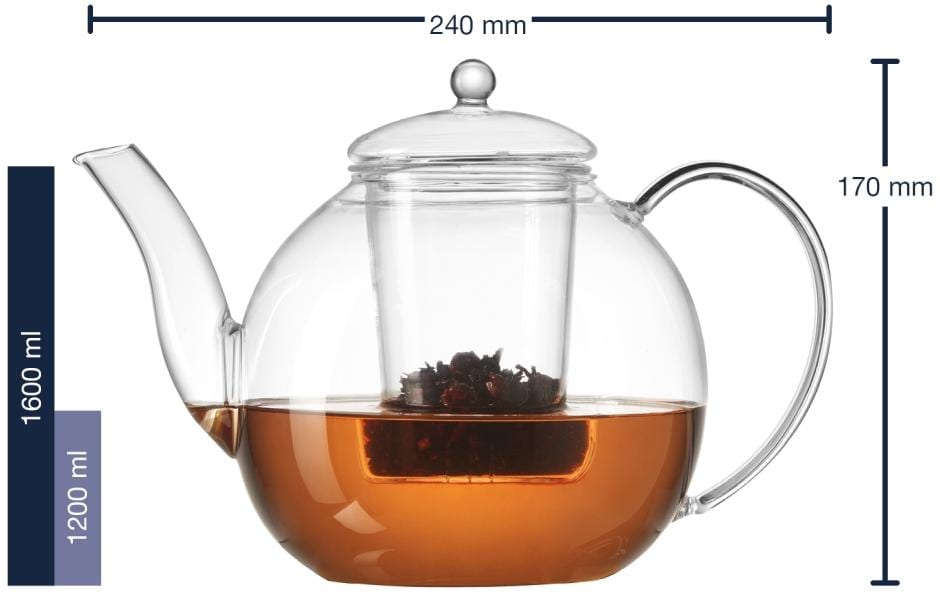 Leonardo Teekanne – 1,2 l, Ø 19,2 cm, Borosilikatglas, mit Deckel, spülmaschinenfest, mit Filtereinsatz