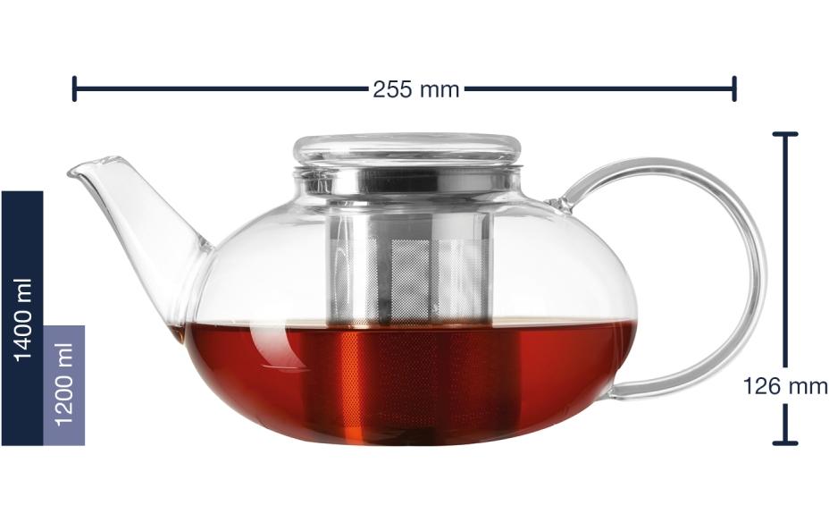 LEONARDO Moon – Teekanne, 1,2 l, Borosilikatglas, Edelstahl-Teesieb