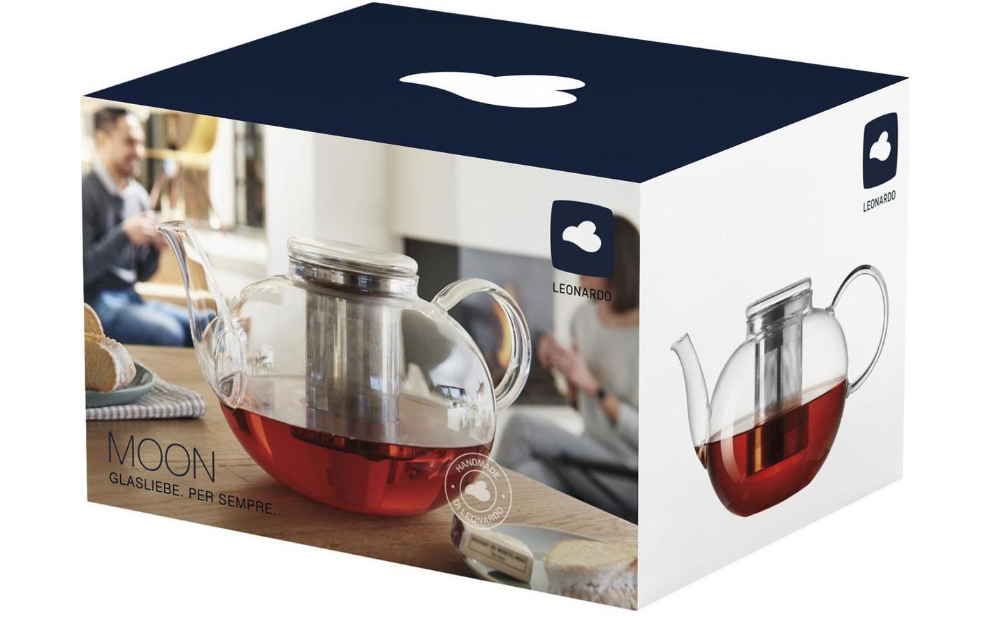 LEONARDO Teekanne – 1,5 l, Ø 23,0 cm, H 15,0 cm, Borosilikatglas/Edelstahl, mit Edelstahlsieb