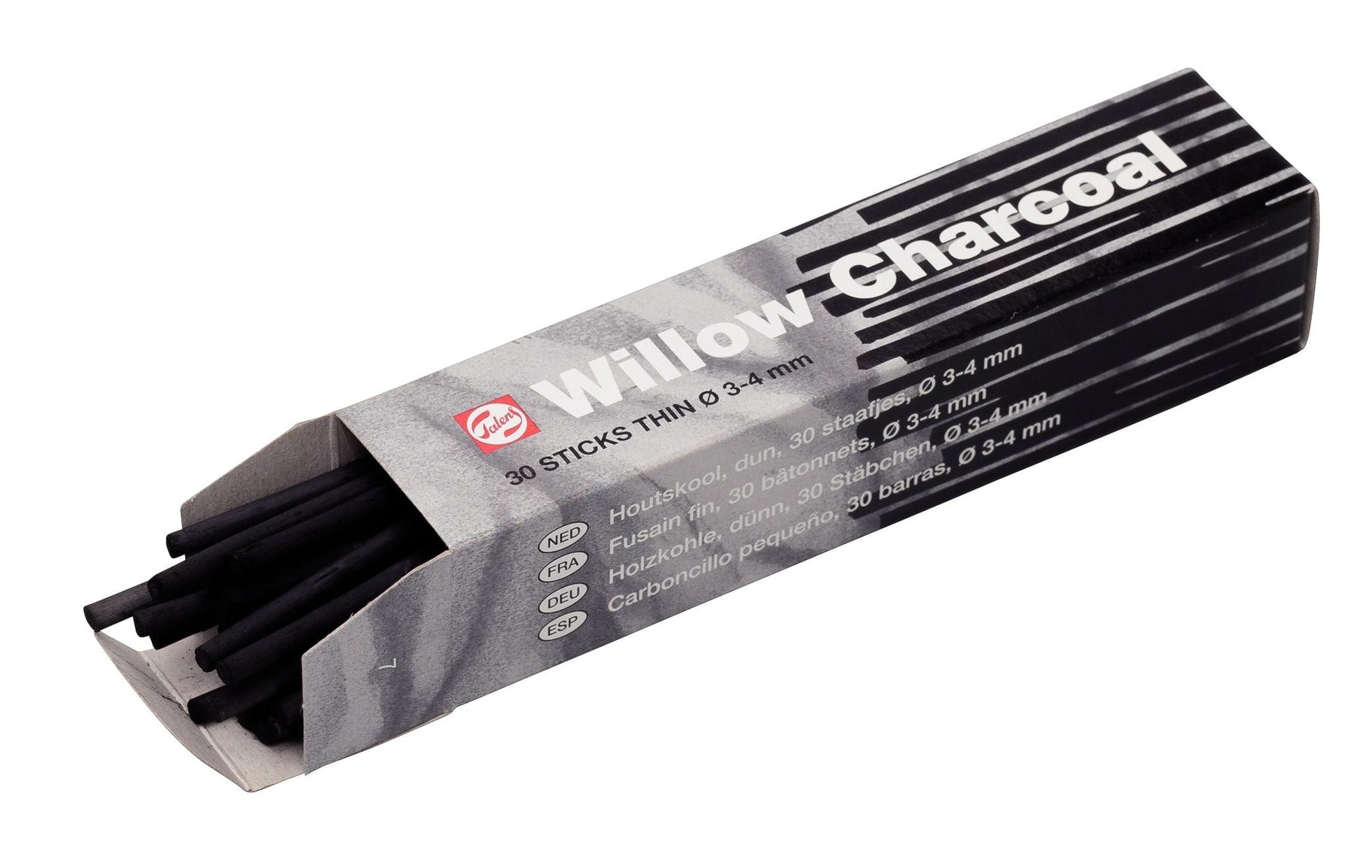 Talens Zeichenkohle – Schwarz, Ø 3–4 mm, 30er-Pack, geruchsarm