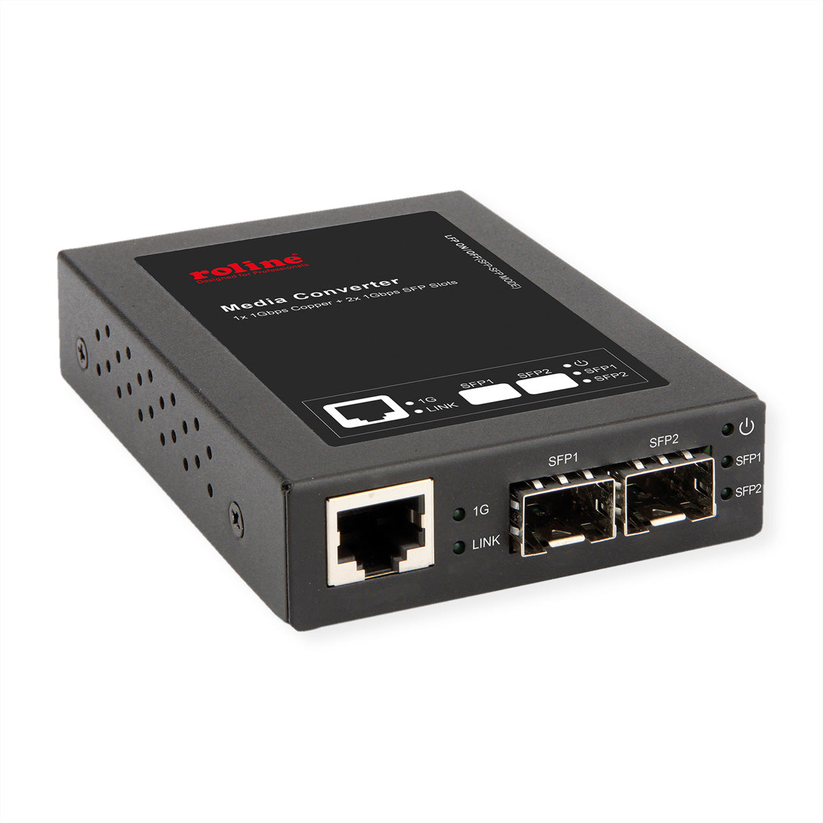ROLINE Medienkonverter Mini-GBIC zu RJ-45 – 1 Gbit/s, 2× Mini-GBIC, 1× RJ-45, für Mini-GBIC (SX/LX) – Schwarz