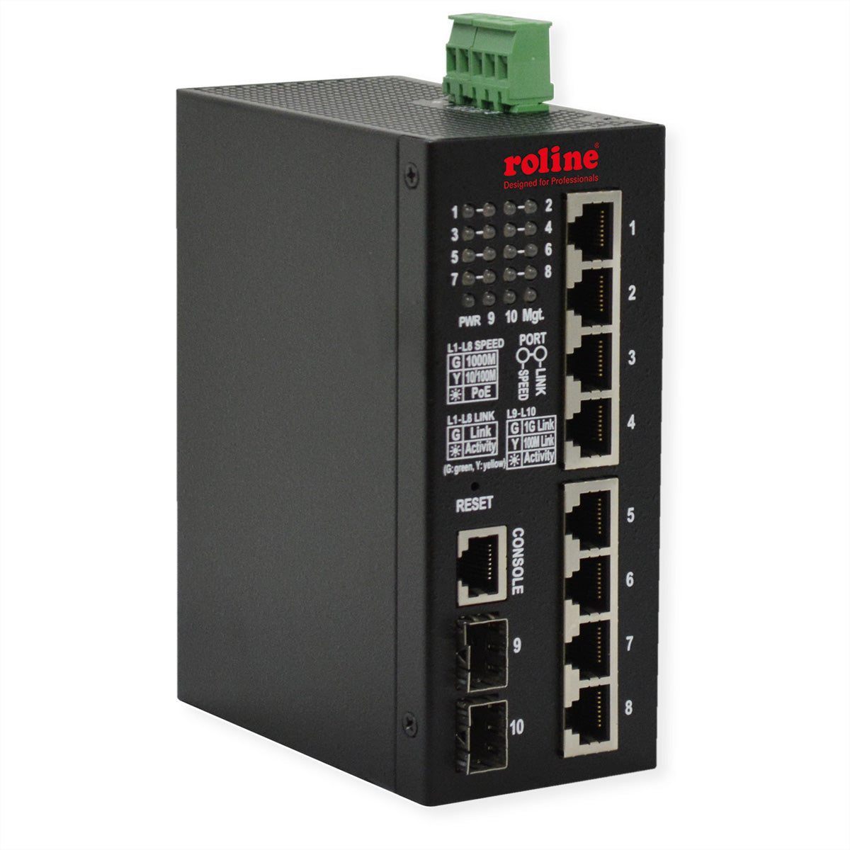 ROLINE Managed Switch – 8×GbE, 2×SFP, L2, PoE+ 240 W