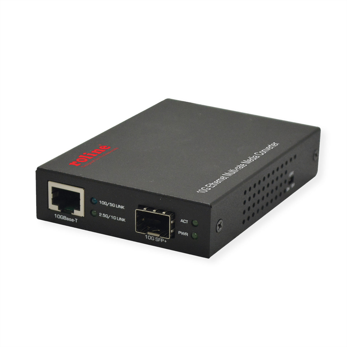 ROLINE Medienkonverter – RJ-45 zu SFP/SFP+, 10 Gbit/s, 1× RJ-45/1× SFP, 5 V DC, Schwarz
