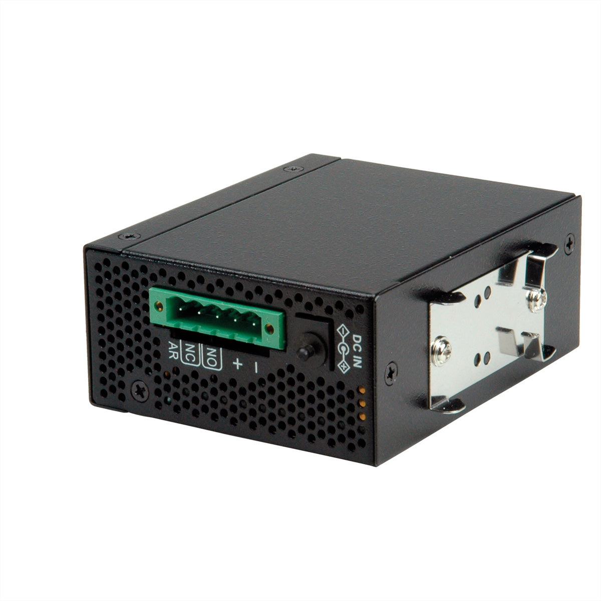 ROLINE Medienkonverter RJ-45/SFP zu RS-232 – 100 Mbit/s, Multimode SFP 2 km, PoE, DIN-Hutschiene, Schwarz