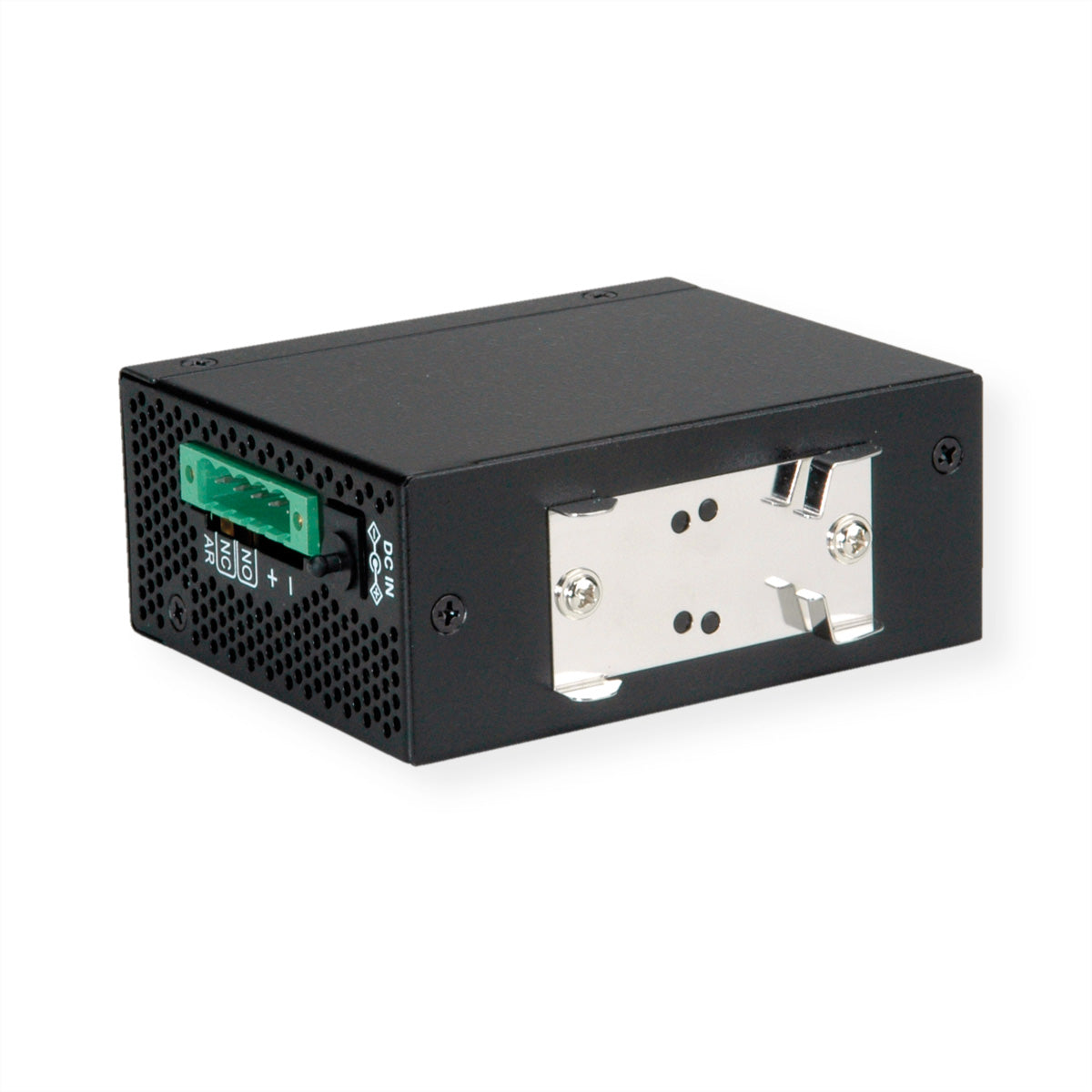 ROLINE Medienkonverter RJ-45/SFP zu RS-232 – 100 Mbit/s, Multimode SFP 2 km, PoE, DIN-Hutschiene, Schwarz