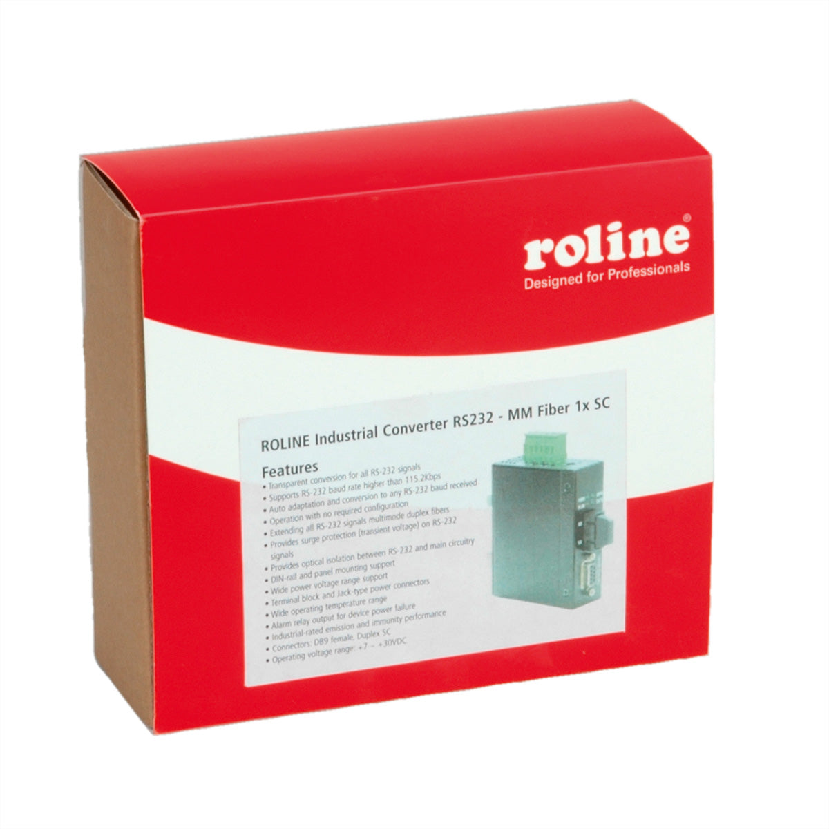 ROLINE Medienkonverter RS-232 zu SC – Multimode, 100 Mbit/s (100Base-FX), 2 km, 1× SC, Schwarz